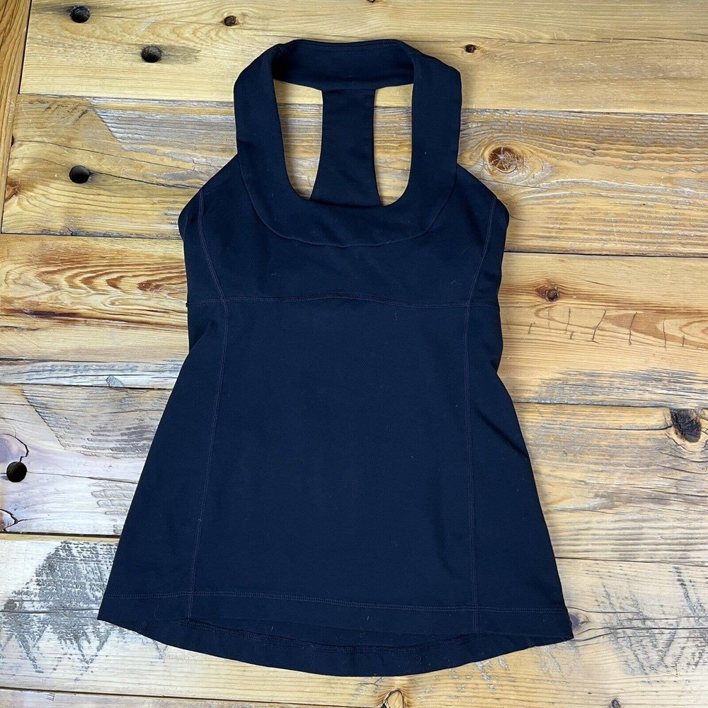 Lululemon Tank Top Womens 4 Black Scoop Neck Wide Strap